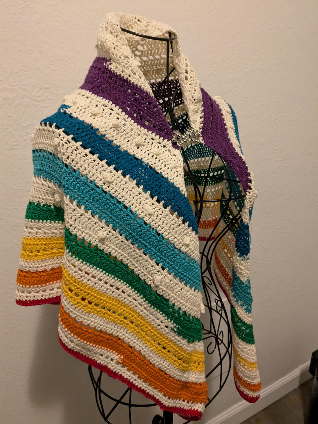 Rainbow crochet shawl