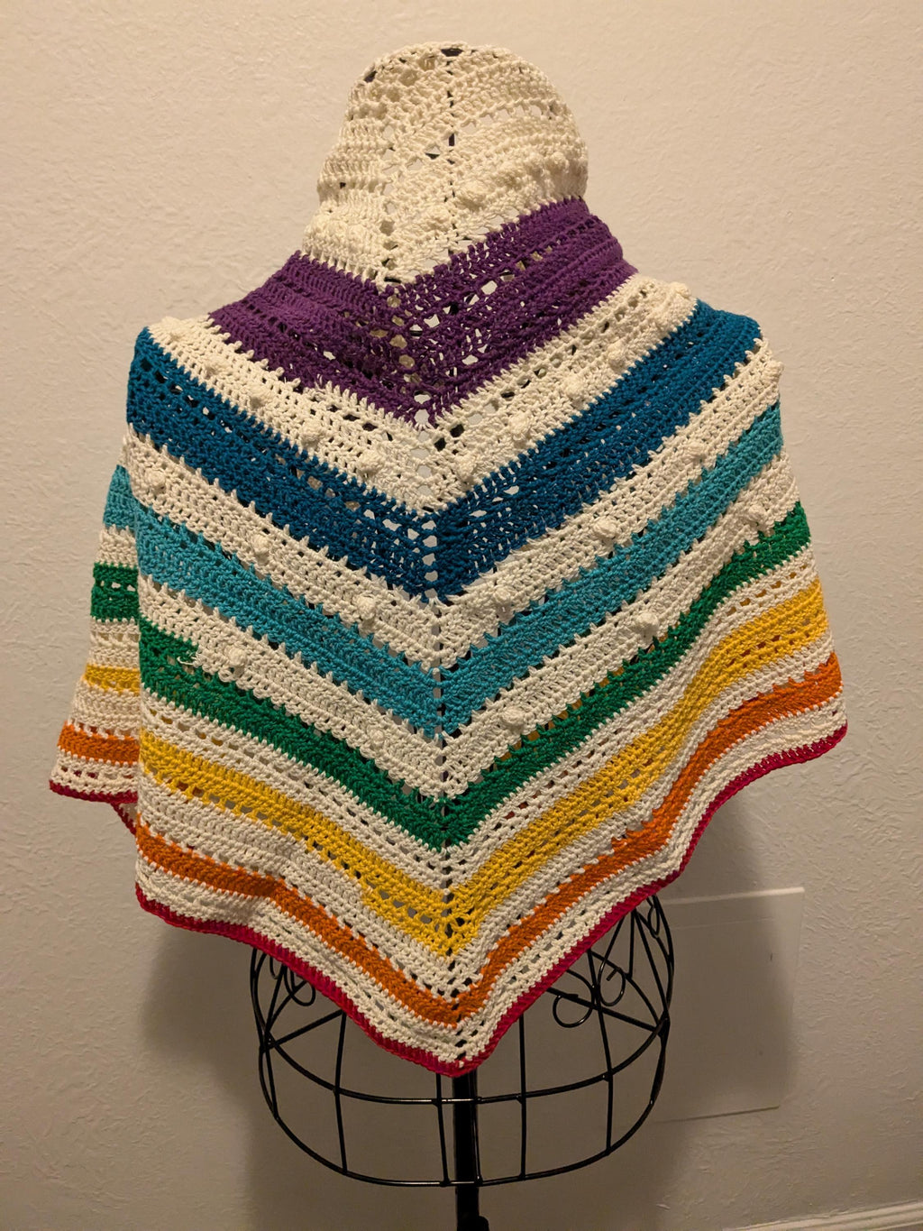 Rainbow crochet shawl