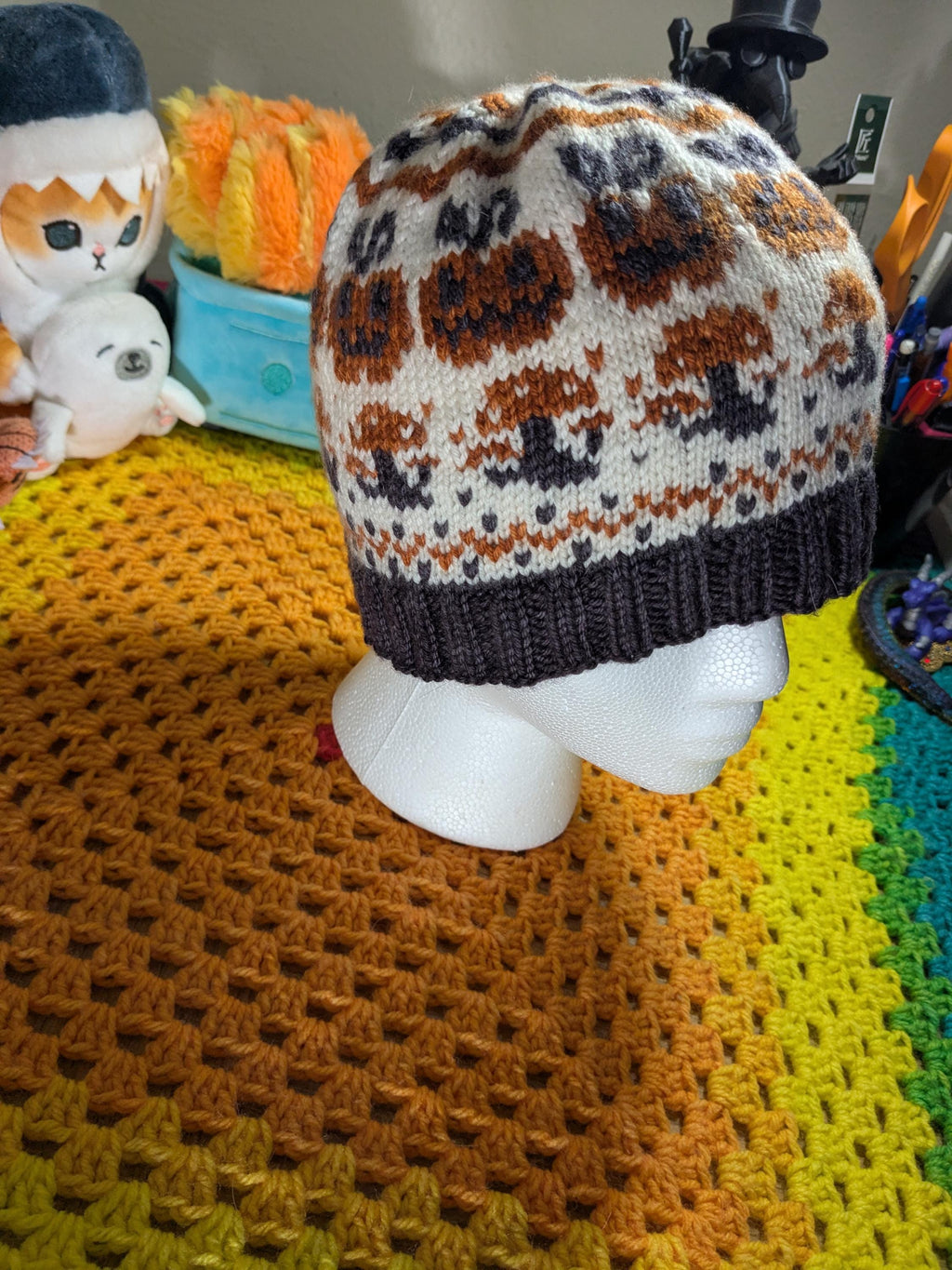 Happy Pumpkin Mushroom Knit Hat