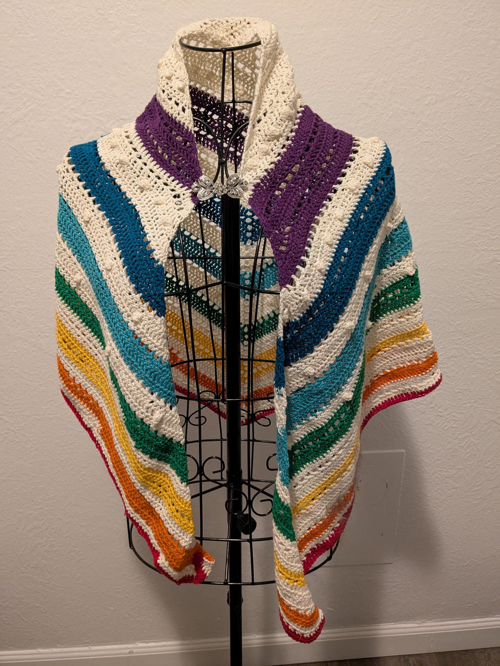 Rainbow crochet shawl